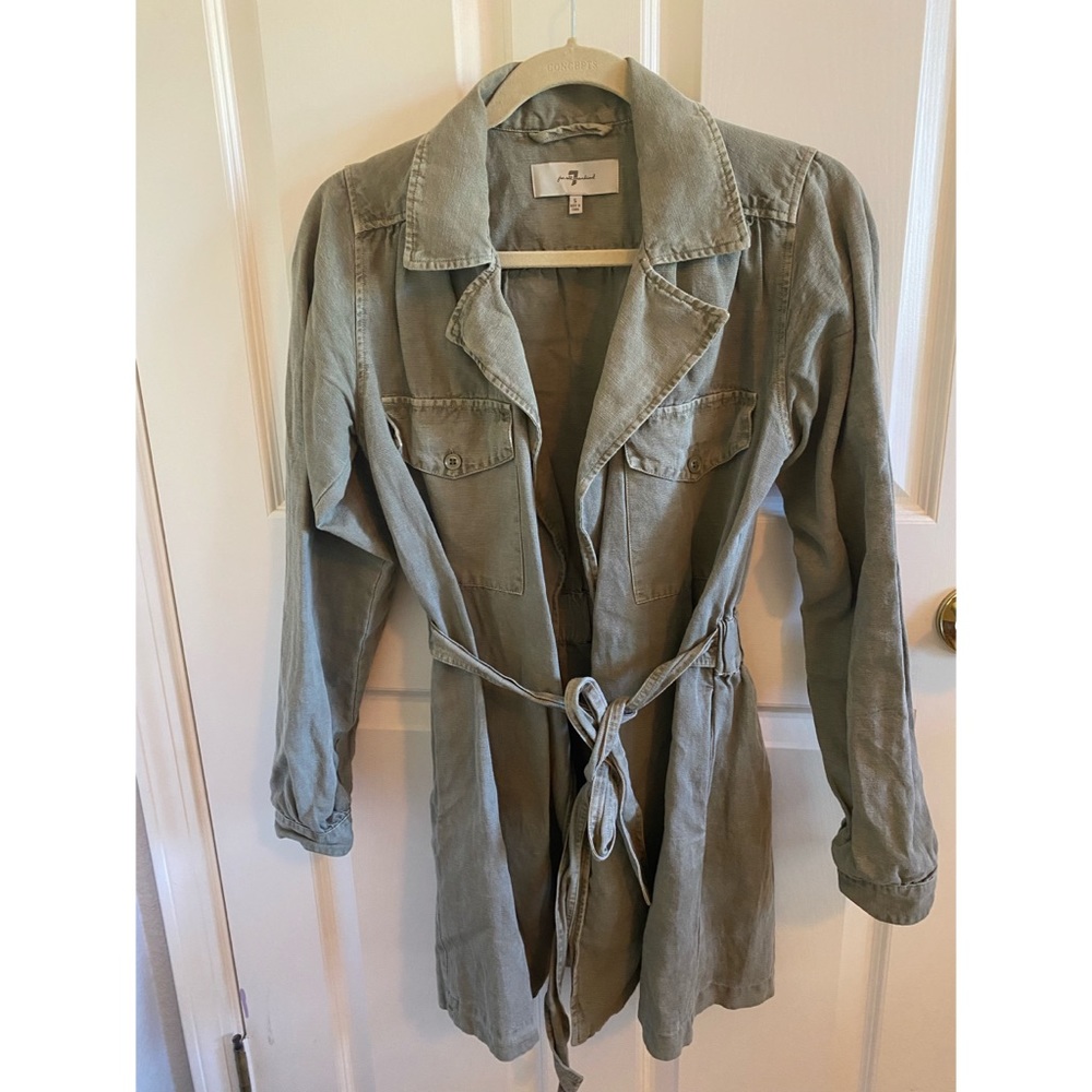 7 for all mankind army green trench dress